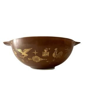 Vintage Pyrexx 444 American Cinderella 4 Quart Brown Gold